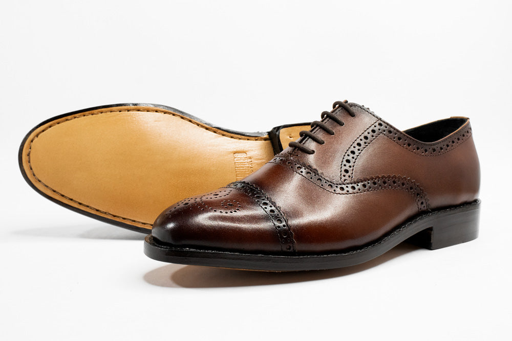 Oxford Brogue Cognac Brown Premium Leather Shoes